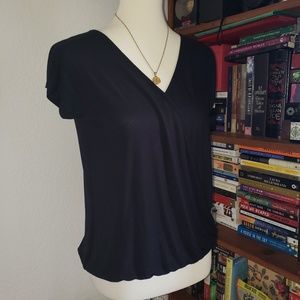 Loft Black Wrap Tshirt Tee Blouse